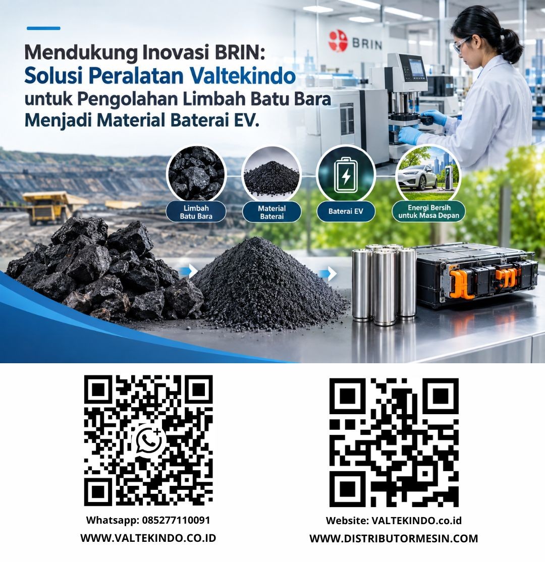 Mendukung Inovasi BRIN: Solusi Peralatan Valtekindo untuk Pengolahan Limbah Batu Bara Menjadi Material Baterai EV