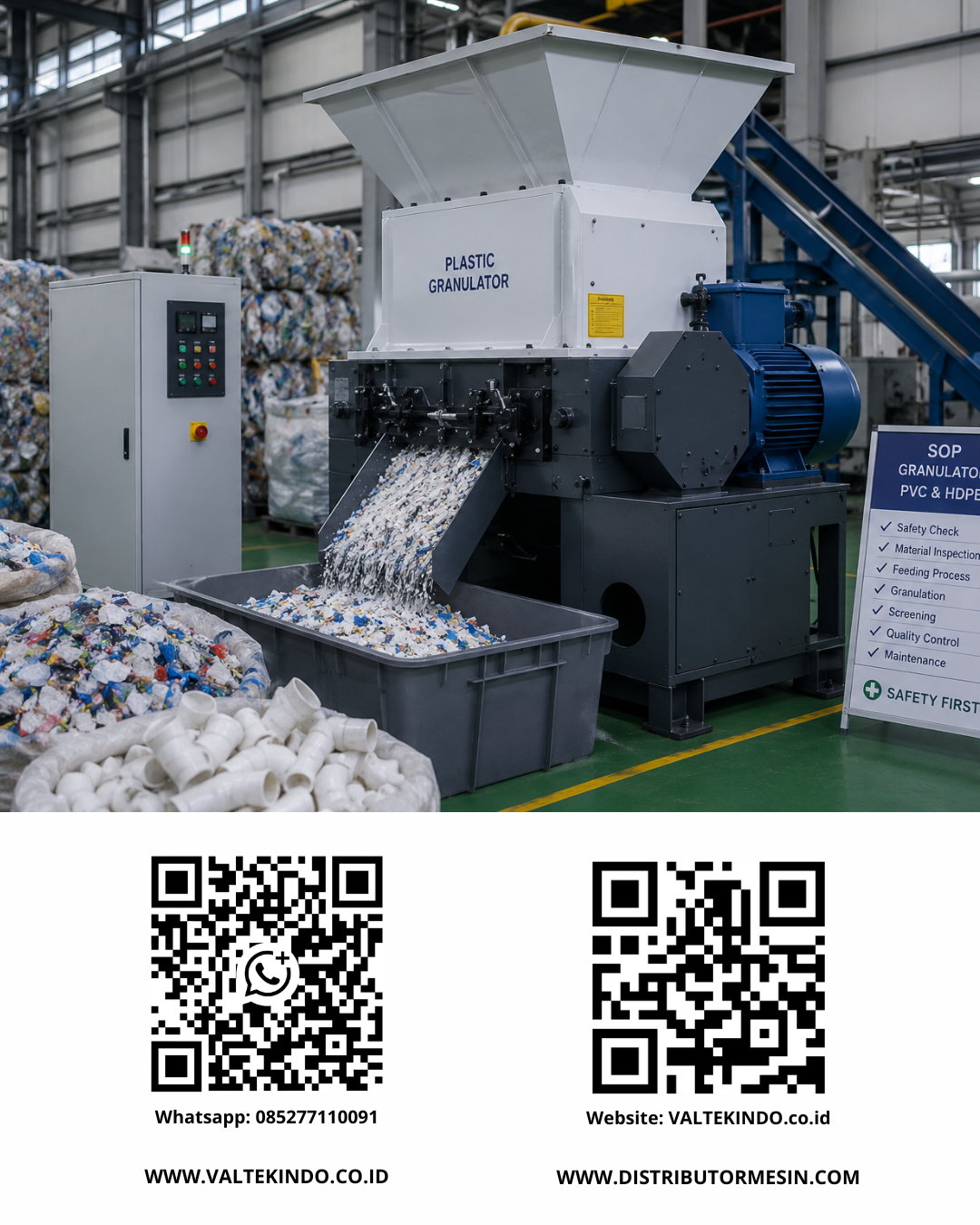 Standar Operasional Mesin Granulator Plastik pada Pemrosesan Limbah PVC dan HDPE Skala Pabrik