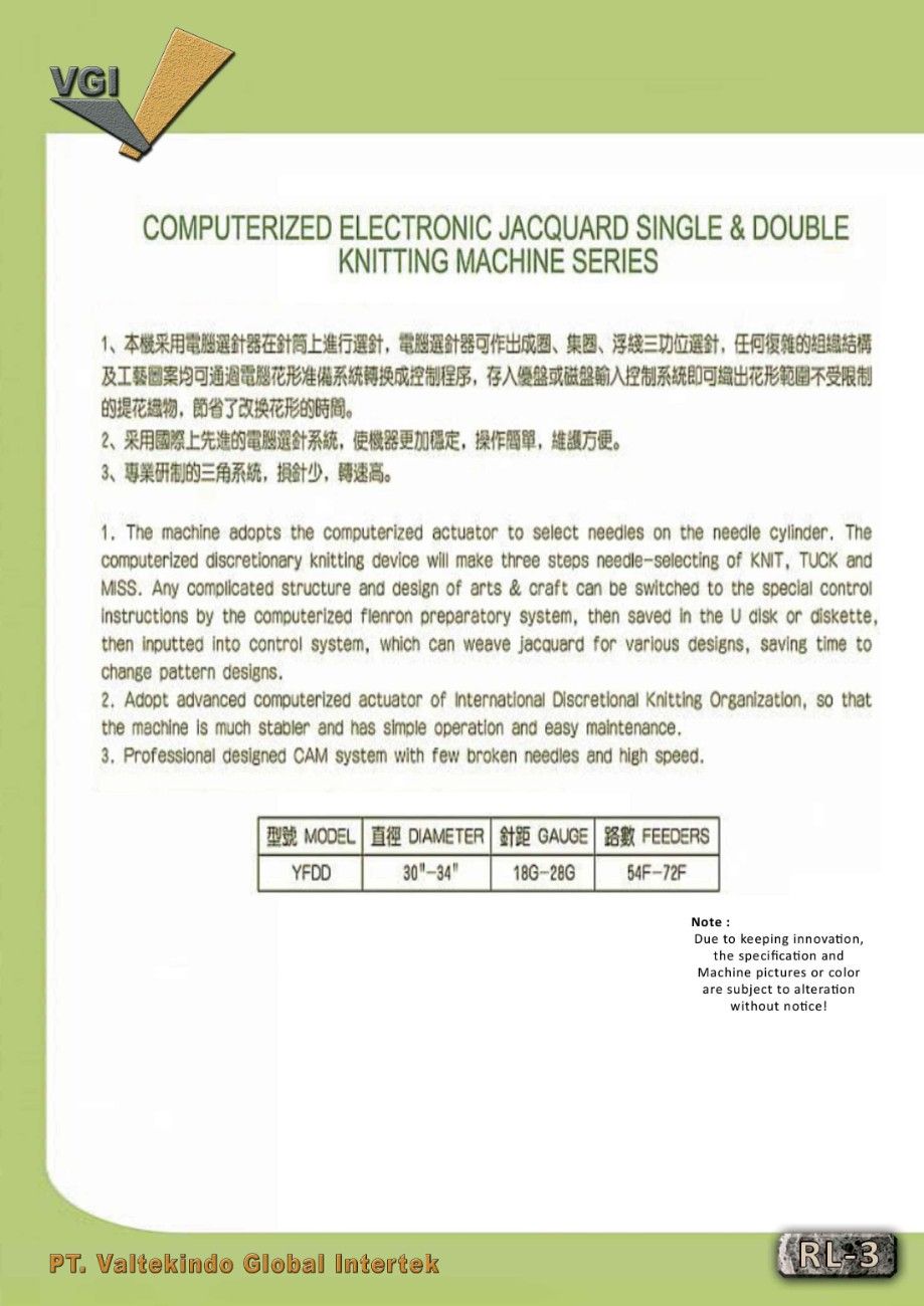 Comp. Electro Jacquard Single & Double Knit (YFDD, YFST)